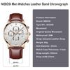 NIBOSI Men's Chronograph Watch Brown Leather Band Waterproof Analog Business Casual Big Face