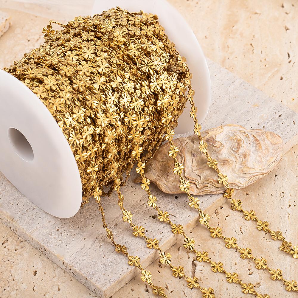0.5meter 1meter Stainless Steel Flower Chain Roll DIY Jewelry Making Accessories Bulk Chain for Crafts for DIY Necklace Bracelet