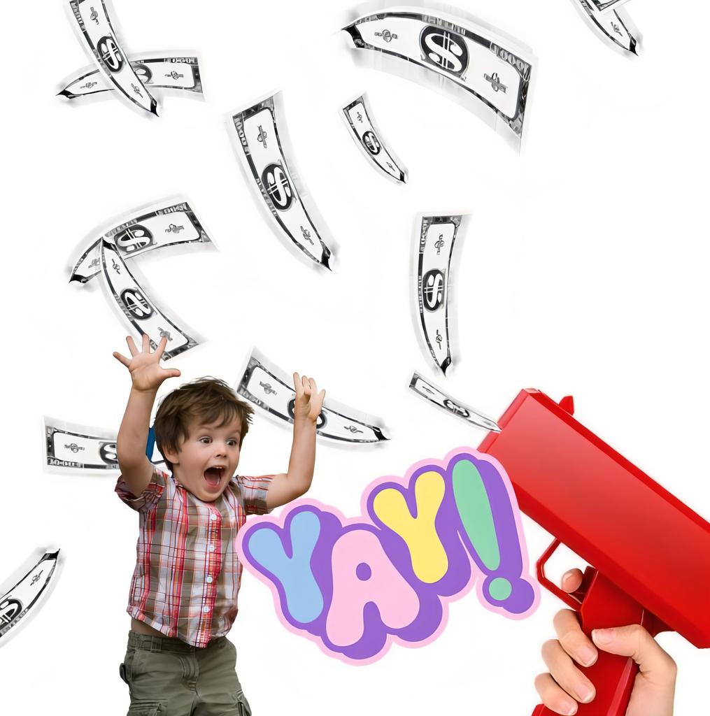 Bubulu Money Party Bill Cash Entertainment for and Includes Playing Electric Money Fun and Performance Goods Gun, Game, Flipper, Gun, Weddings,