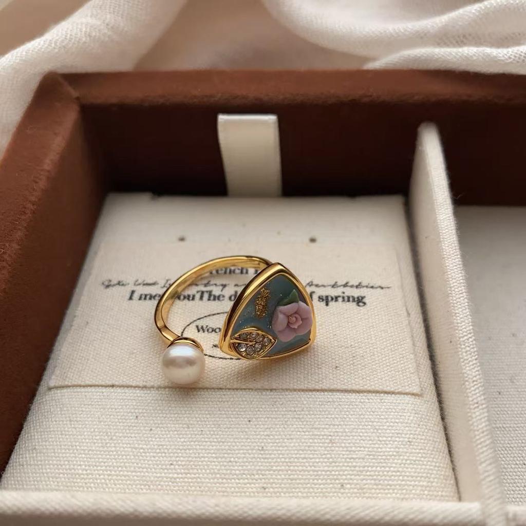 Sweet Pearl Flower Opening Ring, Exquisite Niche Temperament, Index Finger Ring, Light Luxury, High-End Ring Jewelry.