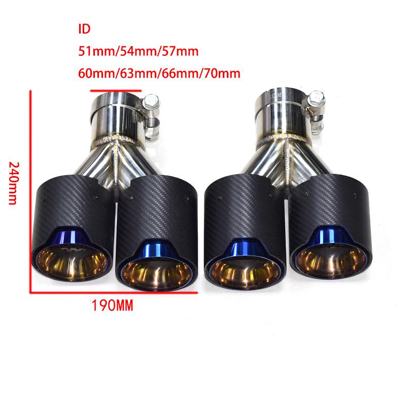 BMW MP Carbon Fiber Exhaust Tip: Single To Dual 4-Pipe Conversion, Stainless Steel Titanium Black M Tail Nozzle.