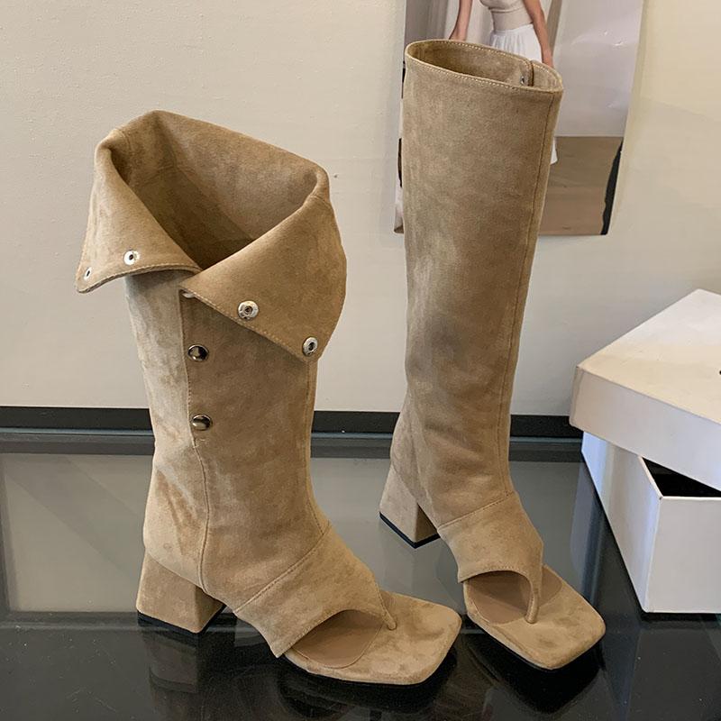 Fashion Fashion Women Knee High Boots Shoes With Heels Footwear Open Toe Ladies Gladiator Sandals Booties Female Flip Flops Pumps New