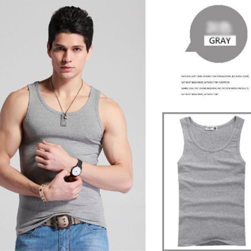 Men's Sports and Leisure Vest Solid Color Cotton Bottoming Elastic Fitness Tight Sports Hurdle Running Sweat-absorbing