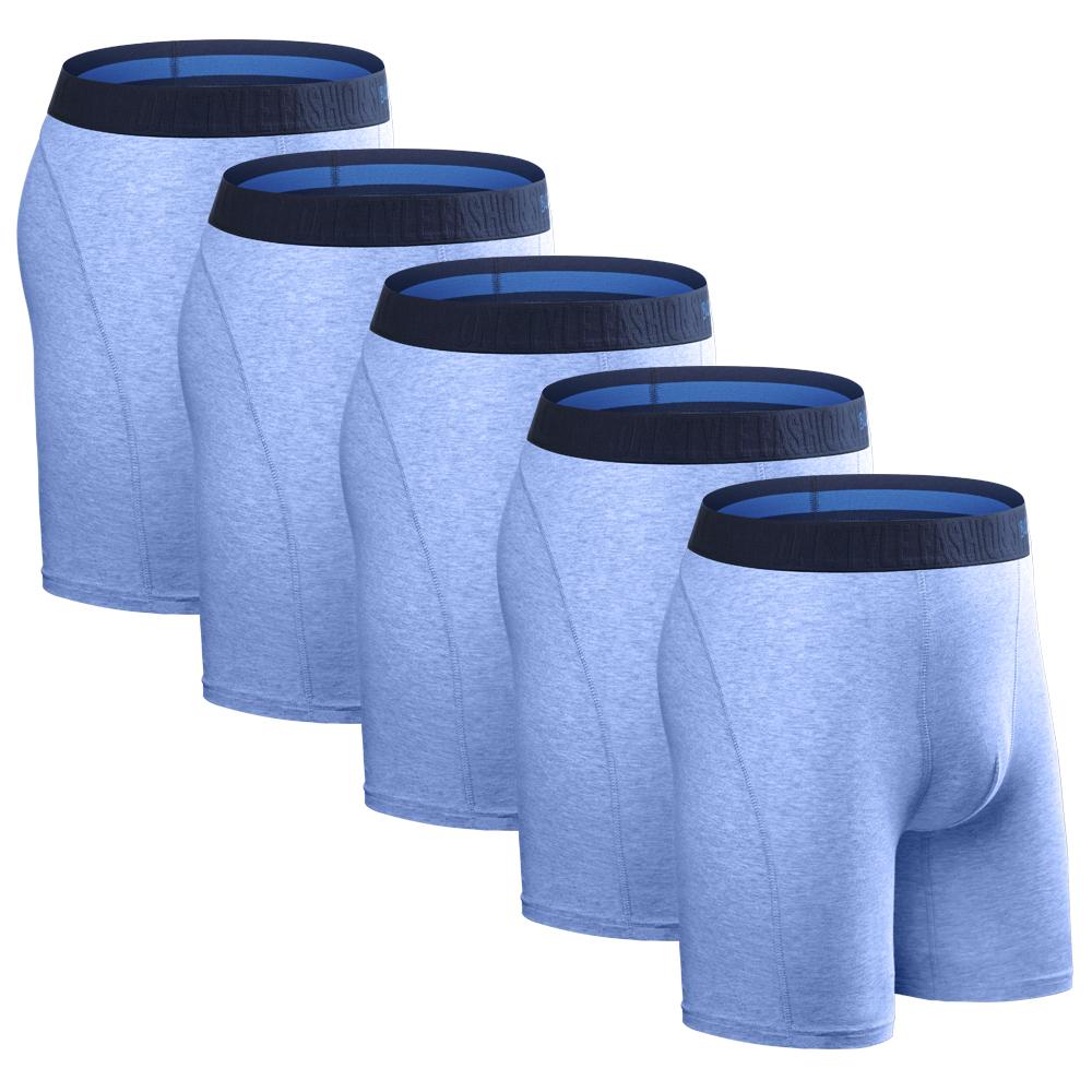 

BONITOS, 5 шт., длинные мужские трусы, хлопковые мужские боксеры, удобное нижнее белье для мужчин, однотонные трусы L