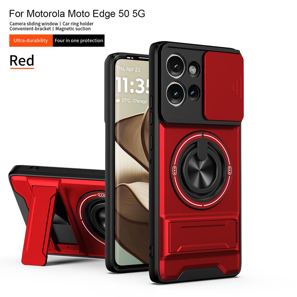 For Motorola Edge 50 Case Moto edge 50 Cover Magsafe Magnetic Fold Holder Military Armor Camera Protection Cover