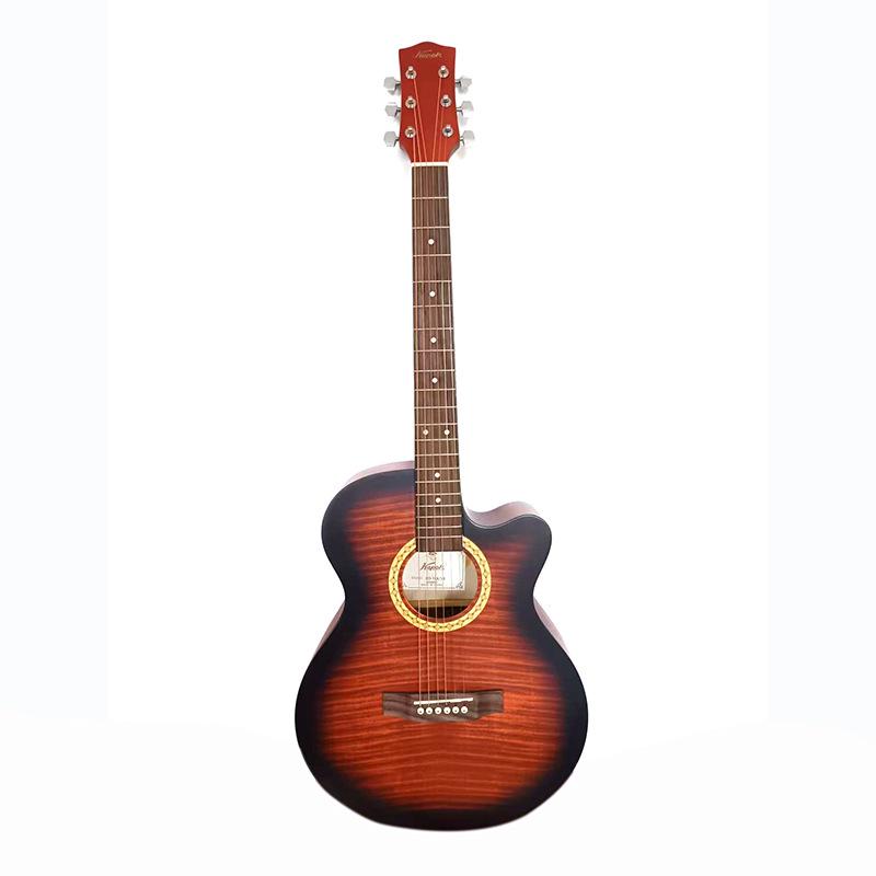 Red Cotton zs-1 38" Beginner Folk Guitar - Wooden Steel String for Boys & Girls