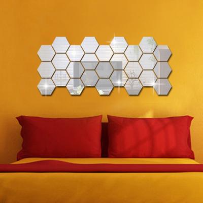 3D Mirror Hexagon Wall Sticker Waterproof and Removable Wall Sticker Decal Suitable for Television Setting Wall