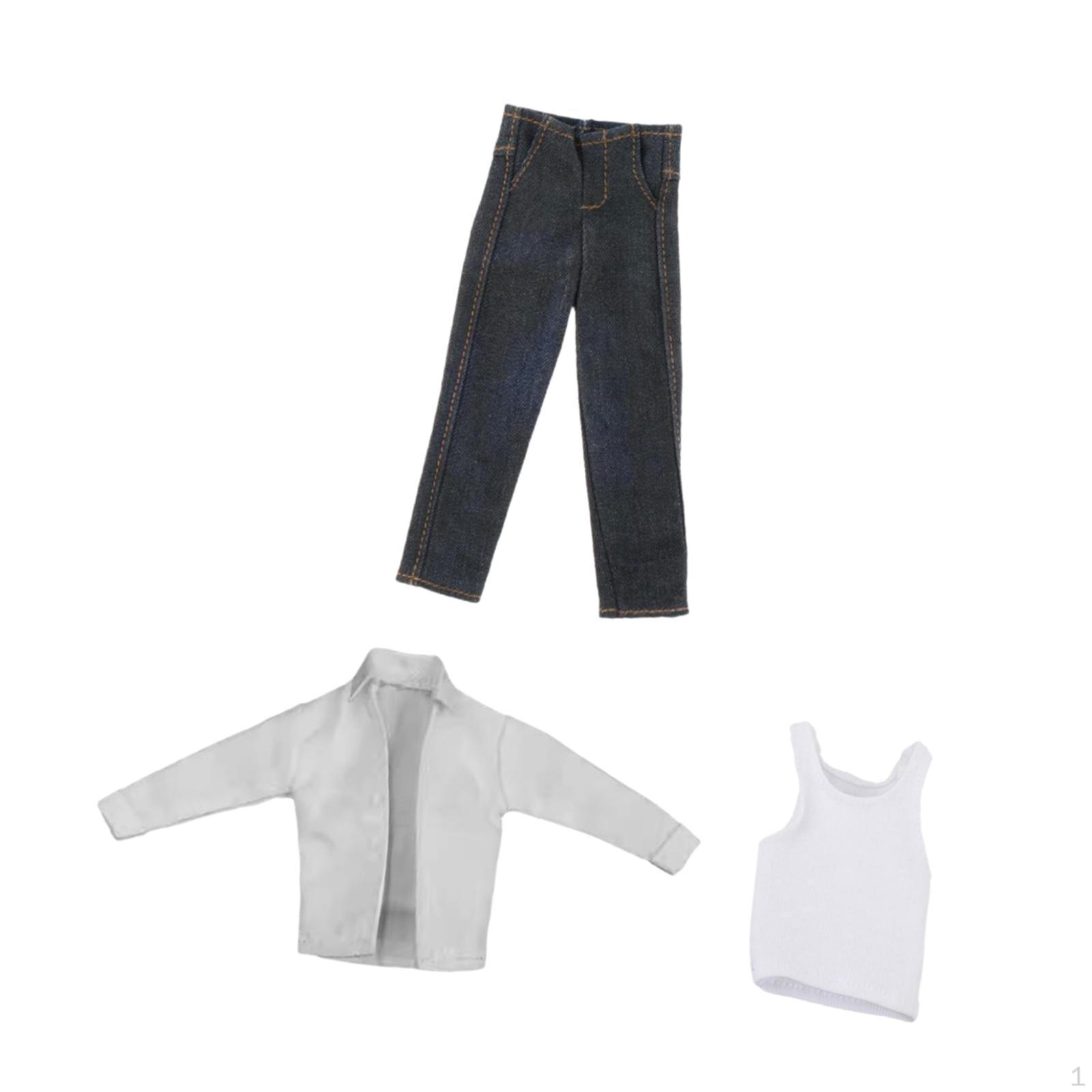 

1/12 Фигурка Футболка и Джинсы Комплект Одежды, 6 дюймов Одежда, Подарки Для Детей И Взрослых, Ручная Работа black