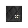 CHANEL 23B Gold Label Logo Diamonds Pattern Grainy Litchi Leather Passport Holder Card Holder Bag for Women Black
