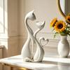 3D Printed Couple Cat Sculpture, Abstract Double Cat Figurine, Minimalist Modern Cat Decoration for Table, Aesthetic Gift for Cat Lovers