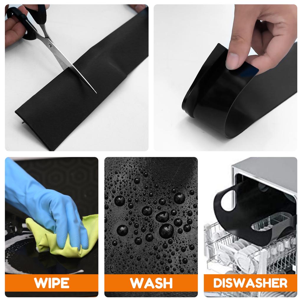Gas Stove Surface Protection Pad Protecting Mat with Scraper and Brush Washable Oil And Dirt Resistant Kitchen Cleaning Accessor