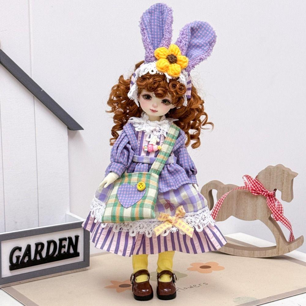 Cute Fashion 1/6 Bjd Doll Outfit With Hat Pretty 30Cm Doll Clothes Casual Set Casual Doll Dress Set Girls Toy Gifts