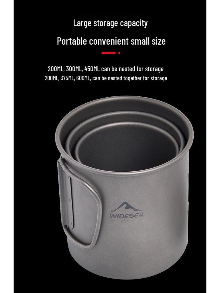Widesea Lightweight Titanium Camping Cup with Lid - Portable and Easy to Store Tableware