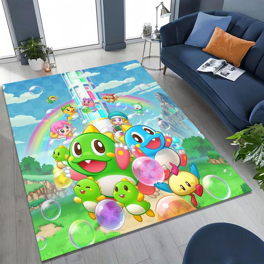 3D Retro Game Bubble Bobble Cartoon Gamer Rug for Bedroom Living Room Sofa Home Doormat Decor, Large Kid Play Non-slip Floor Mat