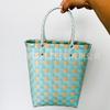 Bucket bag hand-woven contrasting color vegetable basket creative hand basket photo vacation leisure women's bag