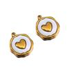 2pcs Stainless Steel Gold Plated Enamel Flower Rose Heart Moon Bracelet Charm for DIY Necklace Earring Component Jewelry Making
