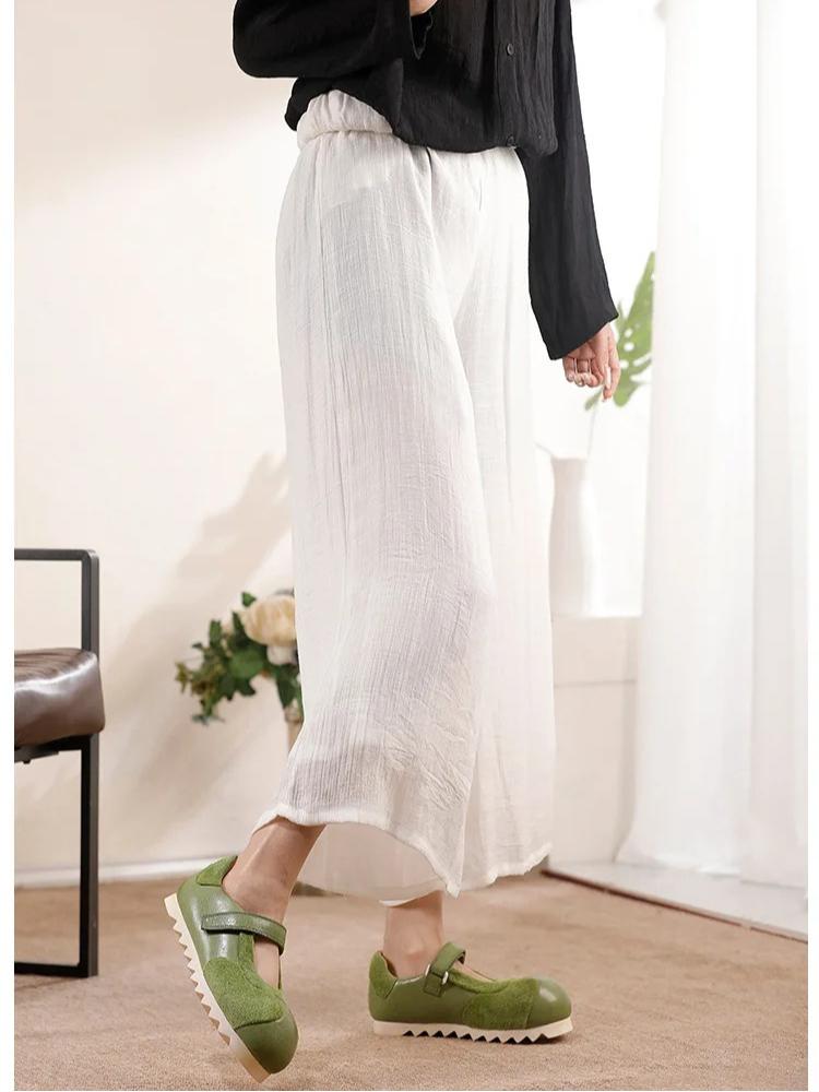 Johnature Soft Soled Genuine Leather Women's Shoes Round Toe Cowhide Versatile All Season Shoes