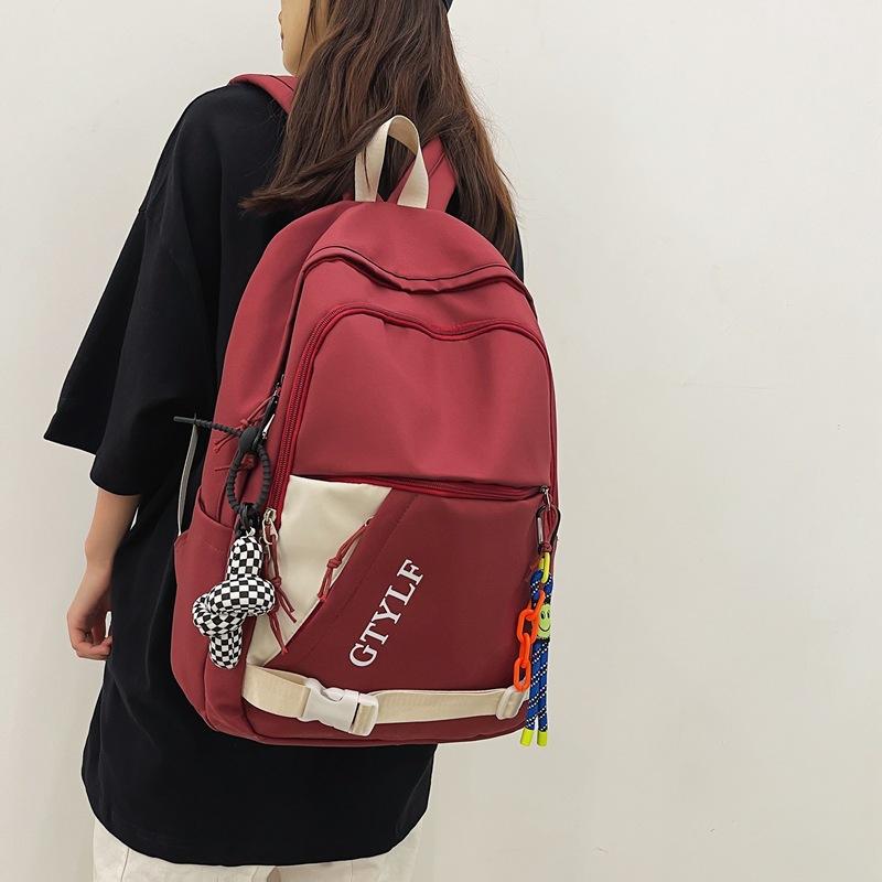 High school schoolbag female college student ins Korean version couple backpack Harajuku simple computer backpack
