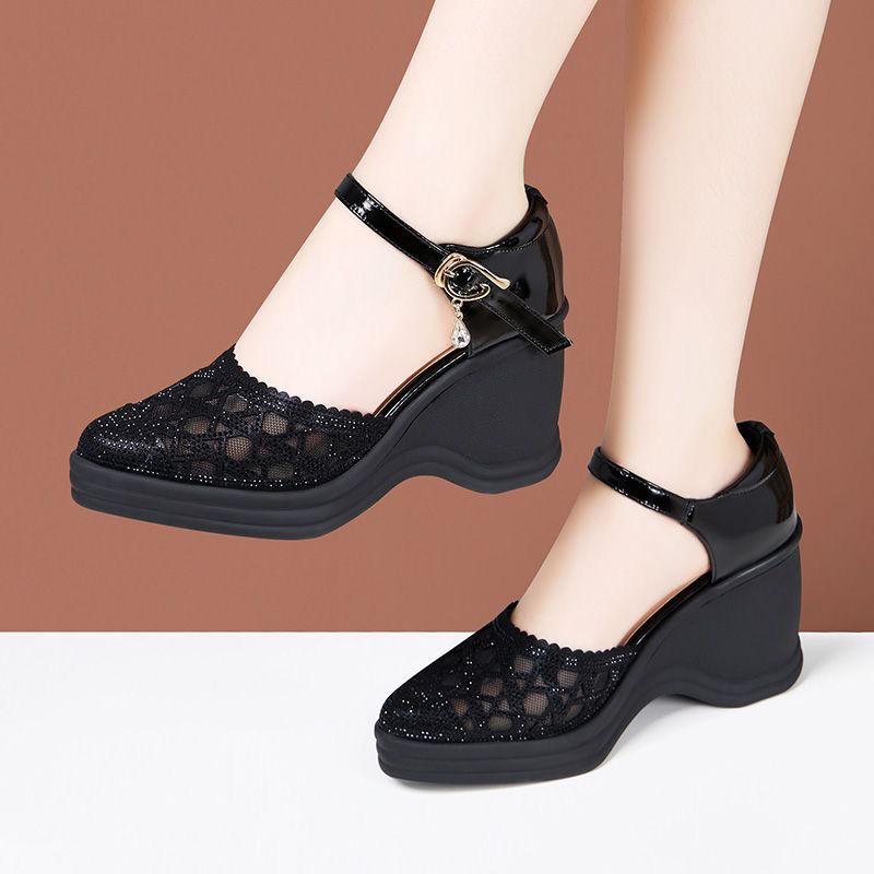 

Fashion Women s Sandals Summer 2025 Buckle Strap Super-high Heel Platform Wedge Heeled Sandals Fashion New Elegant Luxury Woman Shoes 35