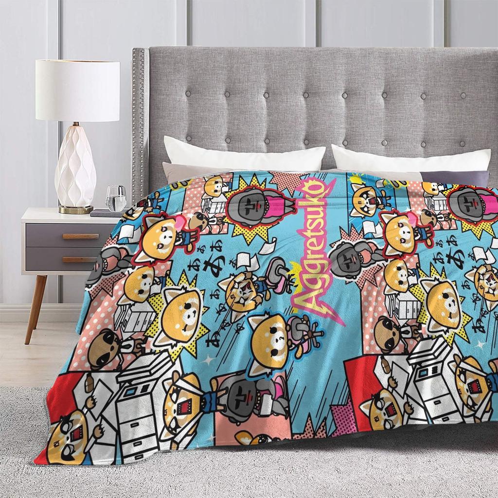 Cartoon Cute Aggretsuko Graffiti  Blanket Quality Warm Soft  Bedding Throws Winter Picnic Couch Chair Sofa Bed Graphic Bedspread