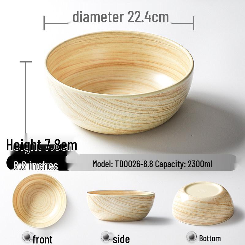 Xiangyuanmei Melamine Barbecue Hot Pot Side Plate - Imitation Porcelain Grill Pan with Wood Grain Design