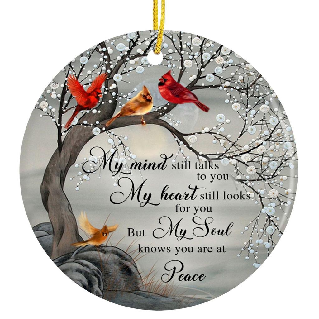 Sympathy Gifts - Memorial Gifts Red  Birds Hanging Decor - My Mind Still Talks To You Acrylic Ornaments Double-sided Printed