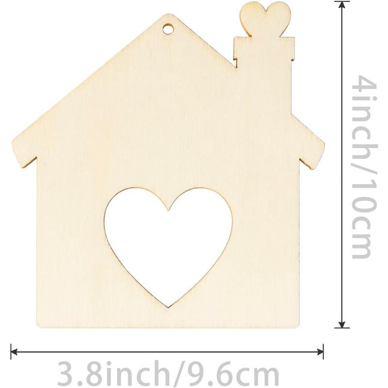 

10pcs House Shape Wooden Tag Hanging Heart Wood Cutout Wooden Tags for Christmas Valentine s Day Holiday Wedding