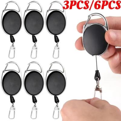 3PCS Retractable Drawstring Keychain Lanyard Key Chain Strap Clip Key Ring Chain Buckle Fishing Climbing Accessories Outdoor Tools