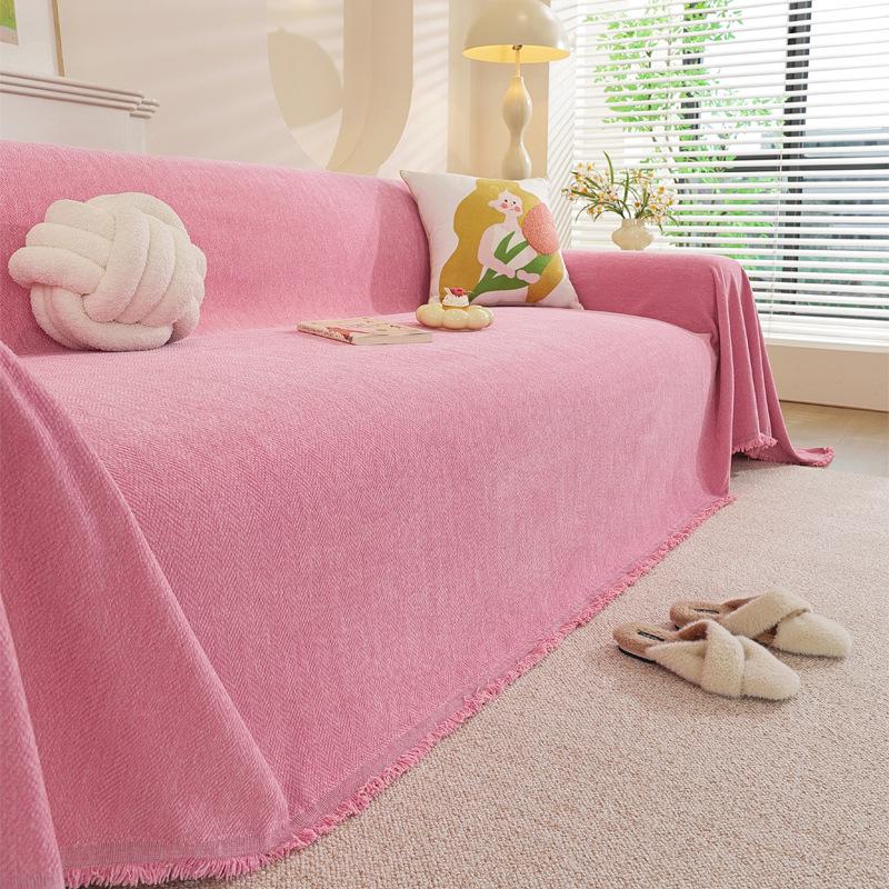 Modern Minimalist Chenille Herringbone Sofa Cover, Four Seasons Non-Slip Blanket