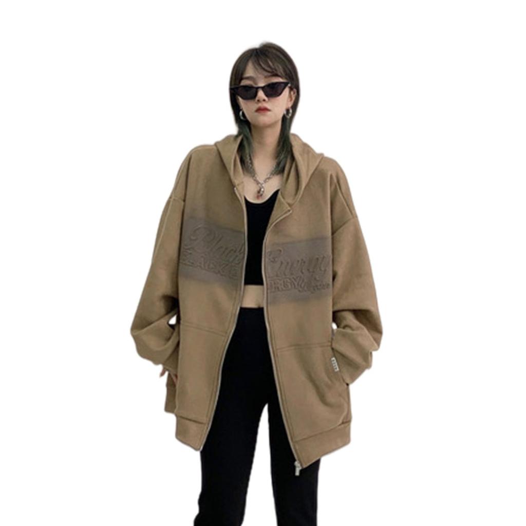 Classic English Lightweight Suede Long Open and Plus Sizes Stylish [xppe] Women's Hoodie, Logo, Coat, Sleeves, Front, Soft, Warm, Windproof,