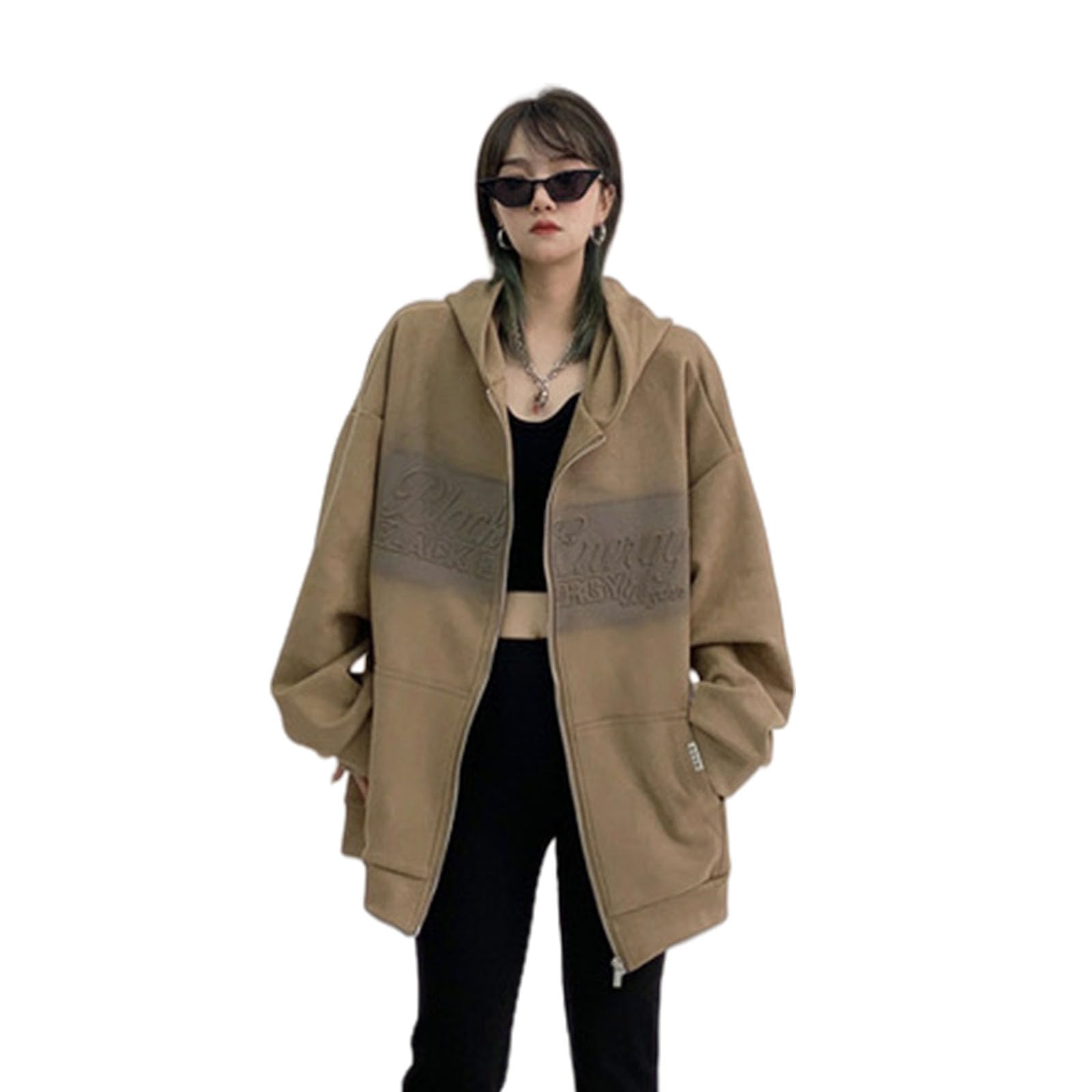 

Классическое английское легкое замшевое длинное худи с открытой передней частью и больших размеров, стильное [xppe] Женское худи, Логотип, Пальто, Рукава, Передняя часть, Мягкое, Теплое, Ветрозащитное,