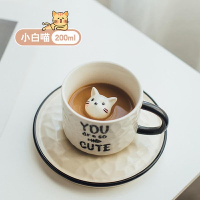 200MLCute kitten Ceramic cat Claw Cup Cup Bottom Animal Water cup Girl cat cup coffee three-dimensional cup