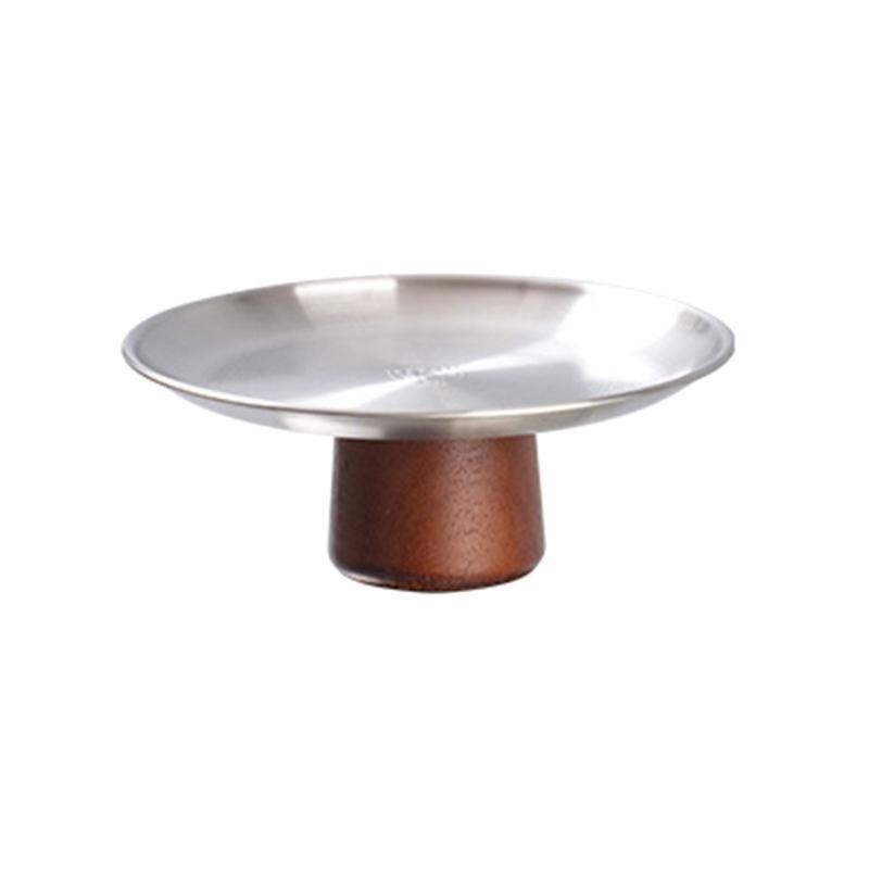 

Stainless Steel Round Serving Tray for Snacks and Dessert Elegant High Footed Cake Plate Practical Appetizer Platter срібний