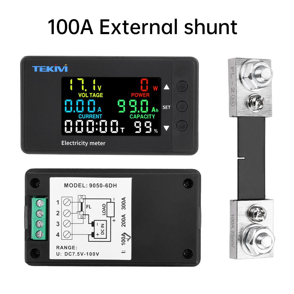 9050-6DH Multimeter Multifunction Digital DC Voltage Ammeter Power Meter Bidirectional Detection DC 7.5V-100V 20A 100A 200A 300A