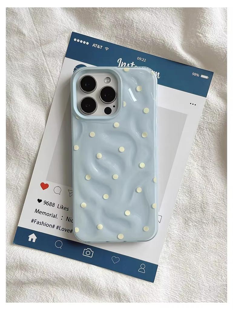 Love Polka Dot Folds Texture Phone Cases For IPhone 15 16 Pro Max Case 11 12 13 14 Pro Silicone Shockproof Fashionable Cover