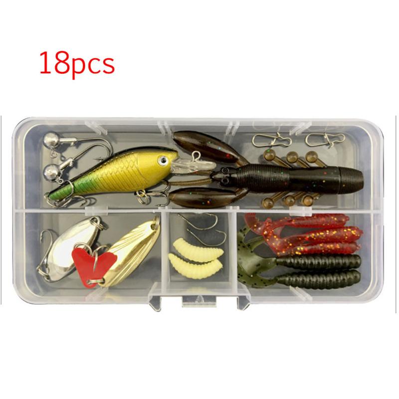 

Набор мульти-рыболовных приманок, воблеры, разноцветные приманки, искусственная твердая наживка, гольян, джиг-ложка 18 pieces