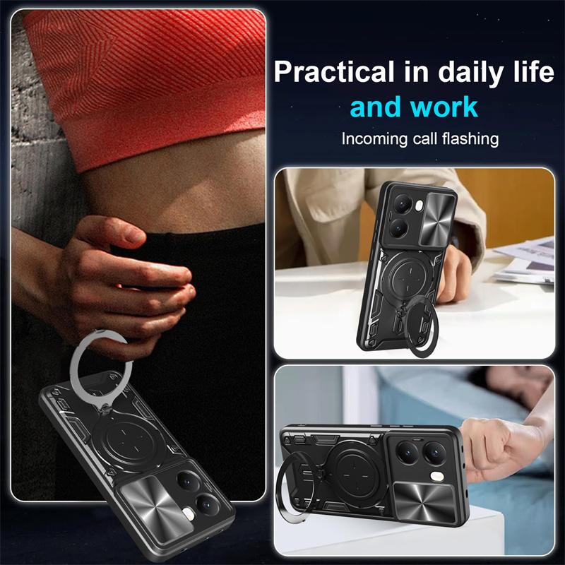 For Poco X7 Pro 5G Case Slide Lens Shockproof Back Cover for Poko Little X7 X7 Pro X7pro Pocox7pro Car Magnetic Ring Stand Funda
