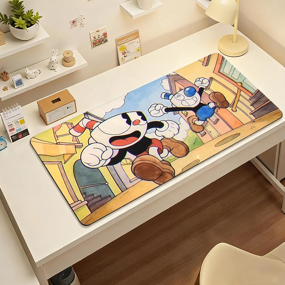 Tappetino Mouse da Gioco Grande Antiscivolo Bordi Cuciti Tappetino da Scrivania Vintage Cartoon Cuphead per Lavoro, Gioco e Uso Quotidiano