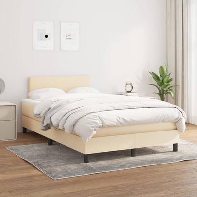 Vidaxl Continental Bed with Mattress, Cream, Fabric, 120X200 Cm