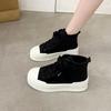 Retro Fashion Sports Canvas Women's Spring and Fall  New Leopard Print Square Head Lace-up College Style Casual Sneakers