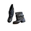 Western Jeans Tube Short Boots Women's 2025 New Autumn Thick Heel Pleated Pile Boots Retro British Martin Boots