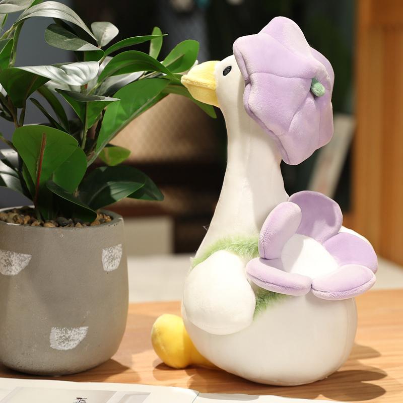 35-55cm Soft Cute Dressing Up Duck with Flower Bag Plush Toys Stuffed Cute Animals Doll Pillow for Girls Kids Birthday Xmas Gift