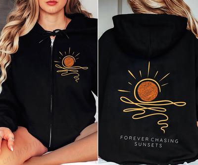 Sunset Zip Up Hoodies Beach Oversized Beachy Crewneck Zipper Hoodies Coconut Girl Womens Surf Hoodie Sweatshirt Kpop