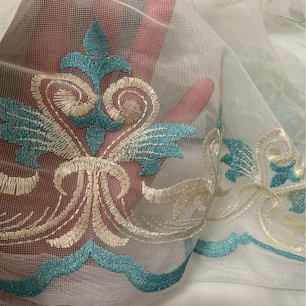 Fresh European Embroidery Curtain Embroidery Window Screen Bedroom Semi-Blackout Partition Yarn White Yarn Curtain Yarn