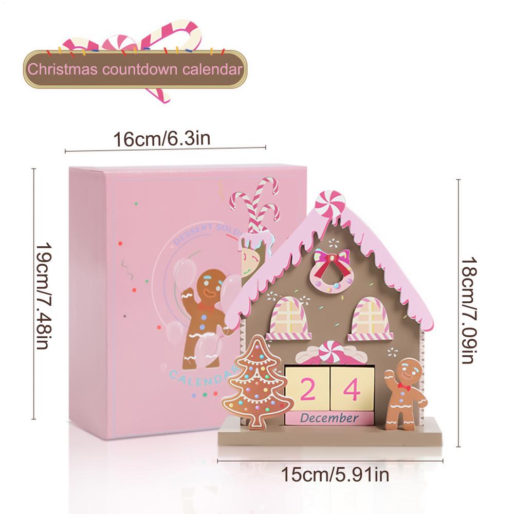 

Wooden Christmas Countdown Calendar Gingerbread House Tabletop Decor for Holiday Party Home Shelf School Apartment Dorm Office other
