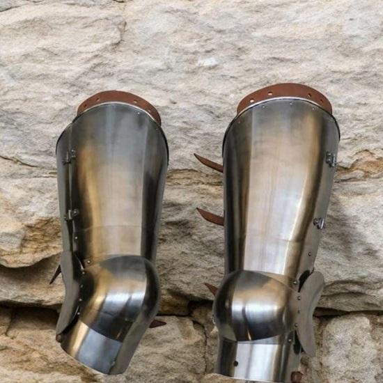 18 Gauge Medieval Steel Warrior Leg Armor Full Set Knight Greaves Armor Sabatons