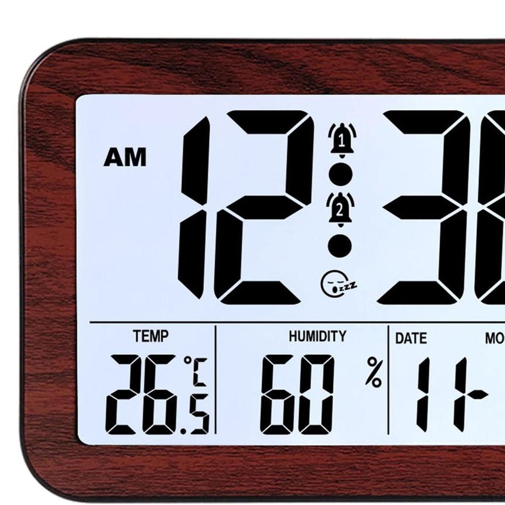 Digital Alarm Clock Bedside Table Timepiece Large Display Versatile Night Light Double Alarms Desk