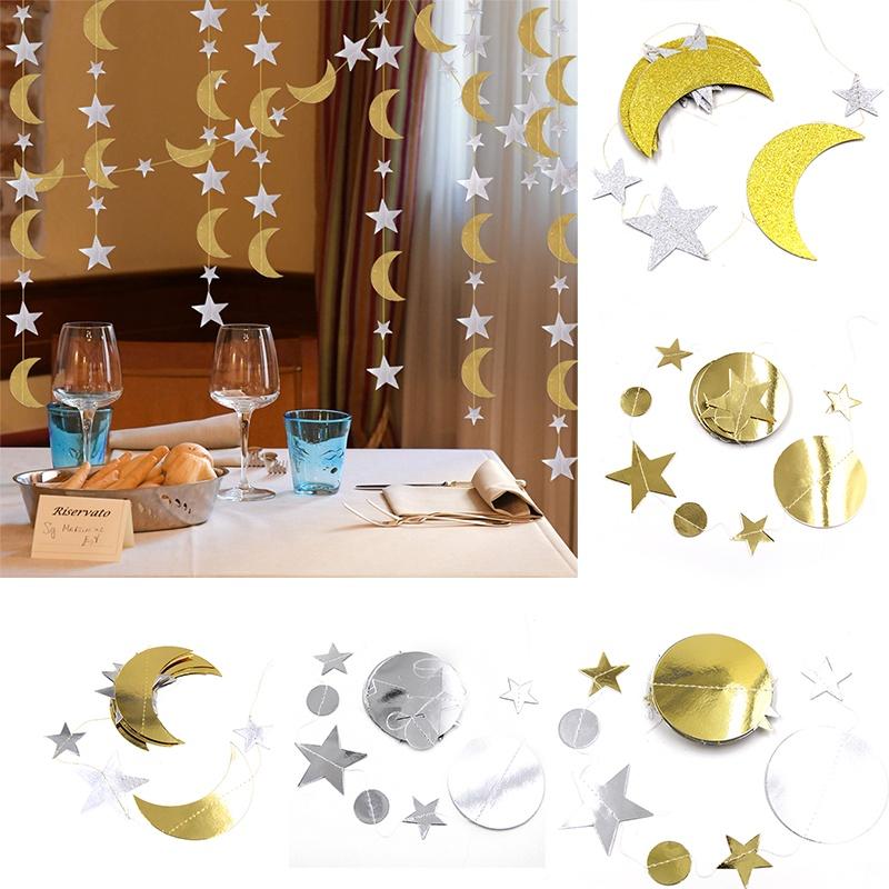 Muzułmański Eid Mubarak Islam Baner Księżyc Gwiazda Ramadan Modny Girlanda Wisząca Dekoracja