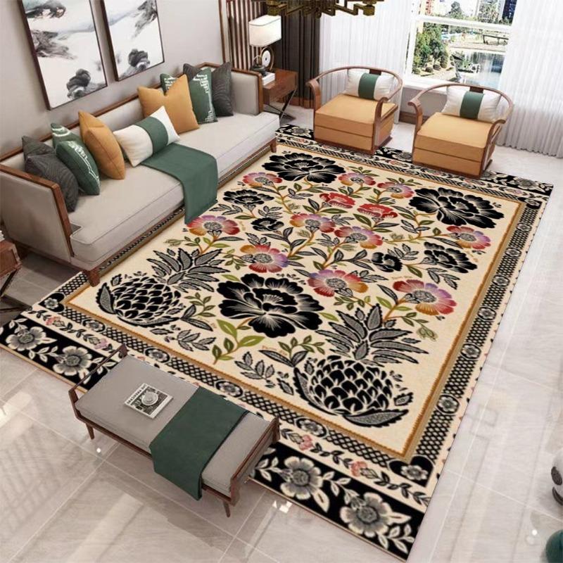 Retro European Flower Bird Tree Art Carpet Living Room Sofa Decoration Carpet Bedside Kitchen Coffee Table Foot Anti Slip Mat