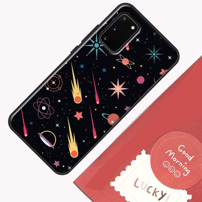 Black Moon Stars Space Astronaut Phone Case For Samsung Galaxy S23 S26 Ultra S20 S21 S22 S24 S25 Plus S10 S25 FE Cover Shell